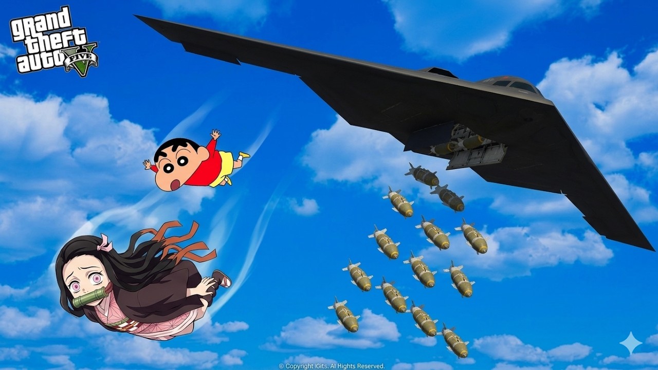 shinchan saved nezuko with B-2 plane #shinchan #nezuko #travisgaming