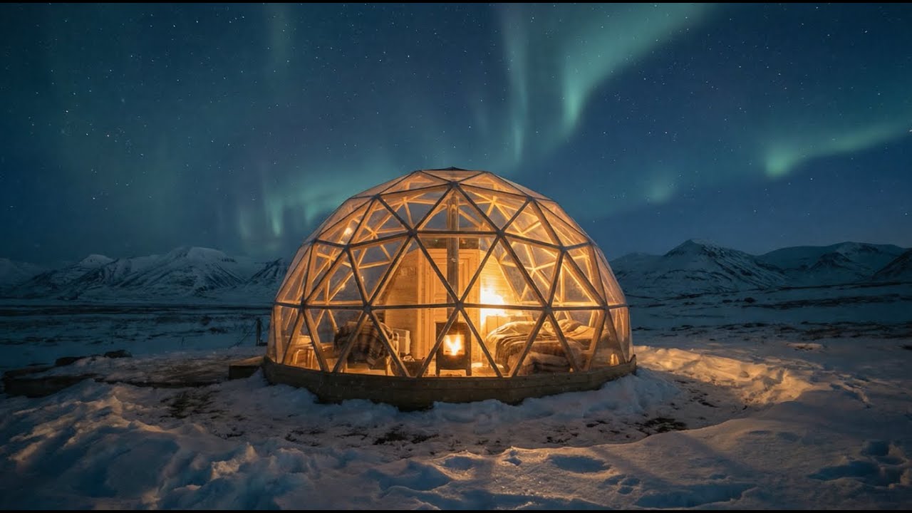 Snowy Wilderness Dome | Aurora Borealis & Piano Music