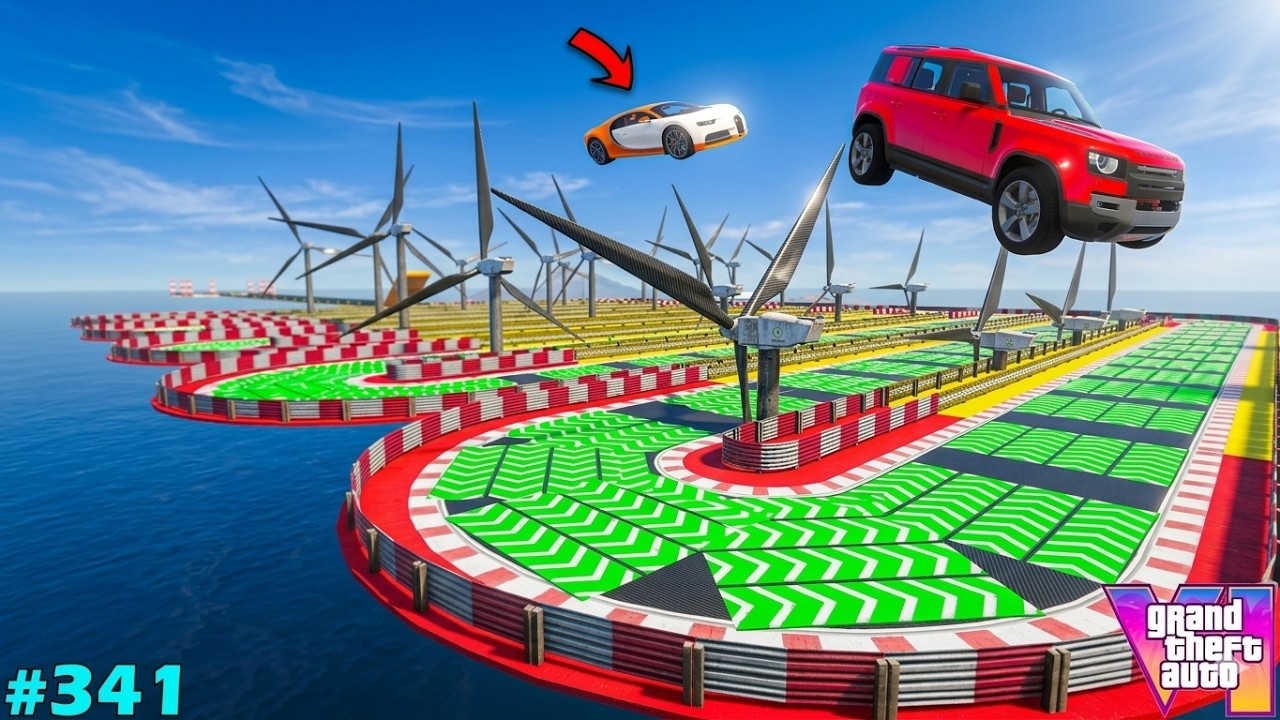 GTA5 : How Franklin Takes Speed Drop Challenge On Mega Parkour Ramp Challenge