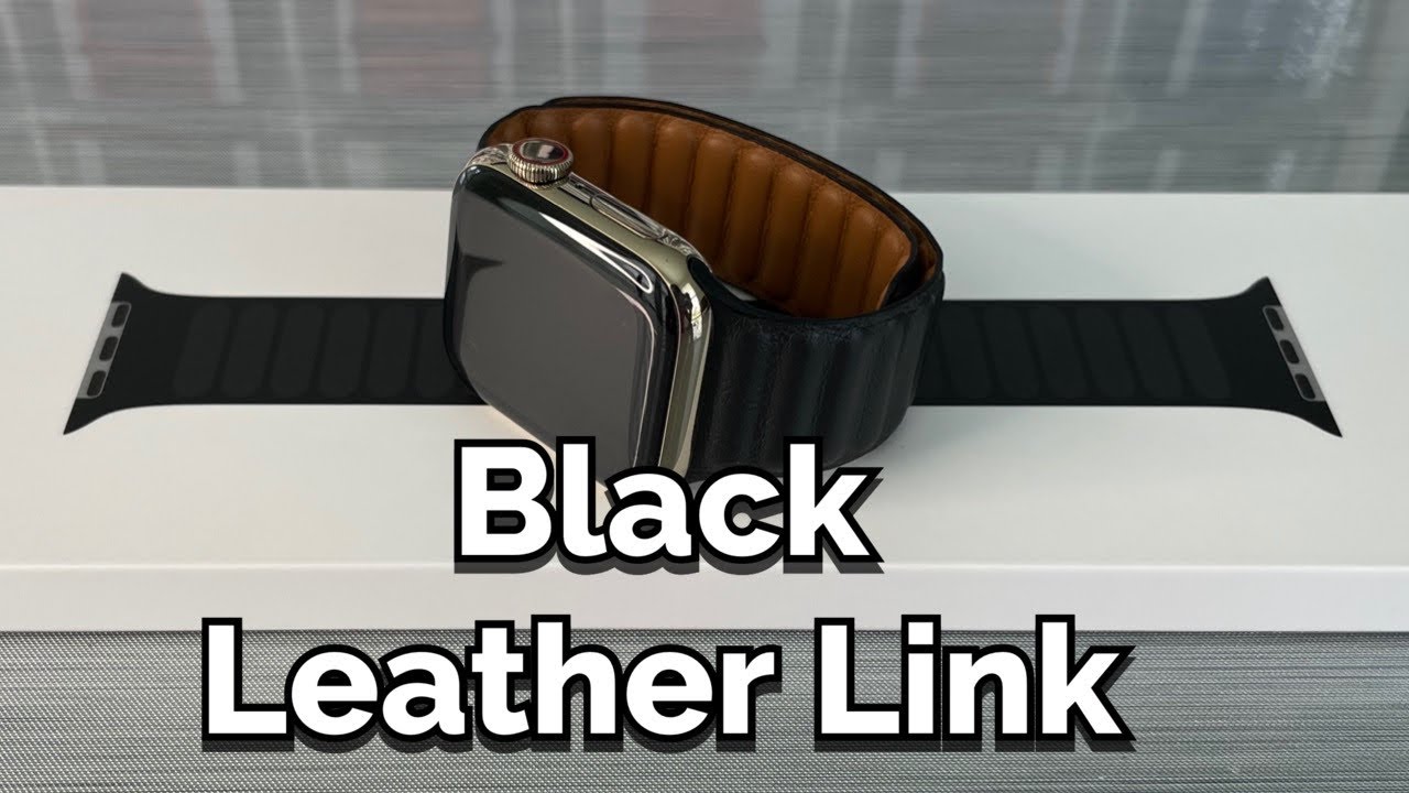 Black Leather Link Unboxing & shown on Gold Stainless Steel & Space Grey Apple Watch!