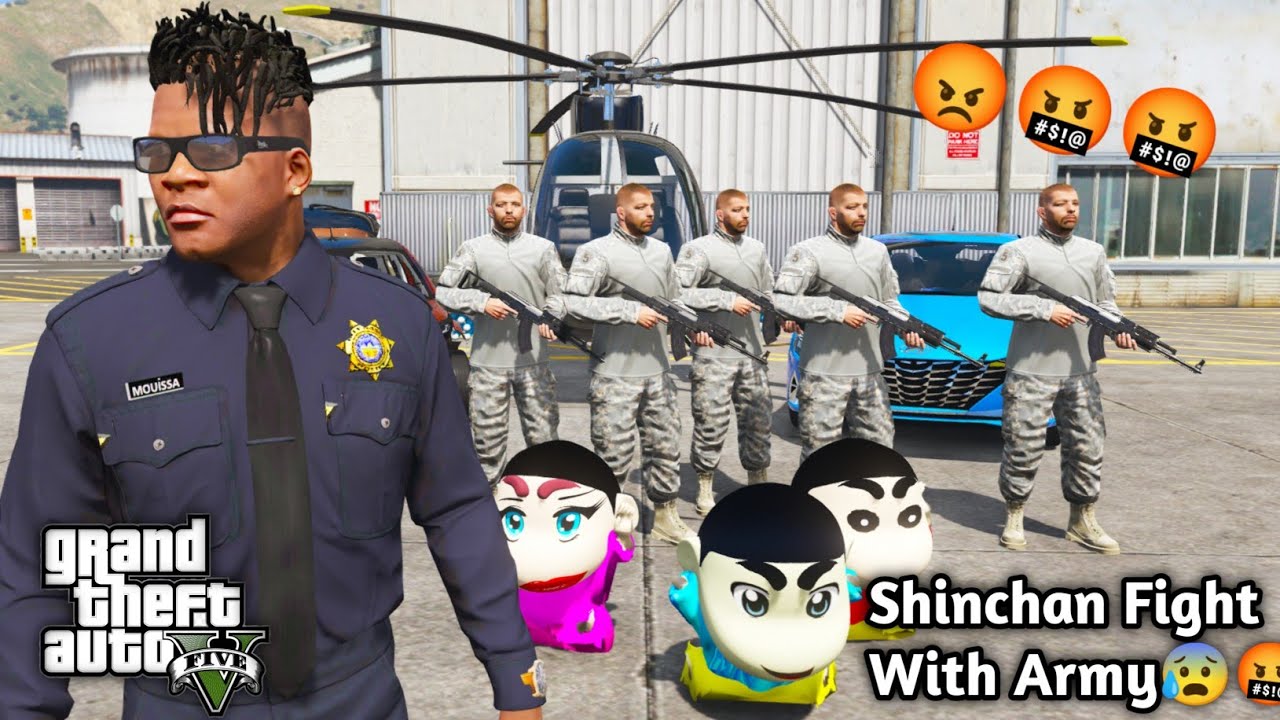 GTA 5: Shinchan Into Fight With Army 😰🪖 Franklin Anrgy On Shinchan 🤬Kiara Left💔 PS Gamester