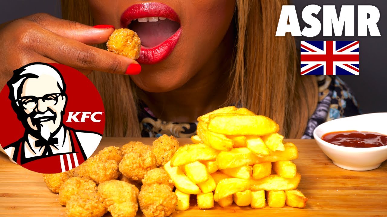 ASMR eating KFC Popcorn Chicken & Chips  (no talking mouth sounds) Eating Show, asmr mukbang 먹방 асмр
