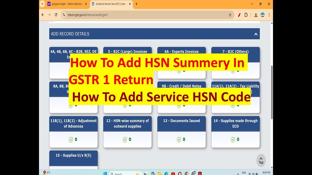 How To Add HSN Summary In GSTR 1 Return| HSN Summary in GSTR1