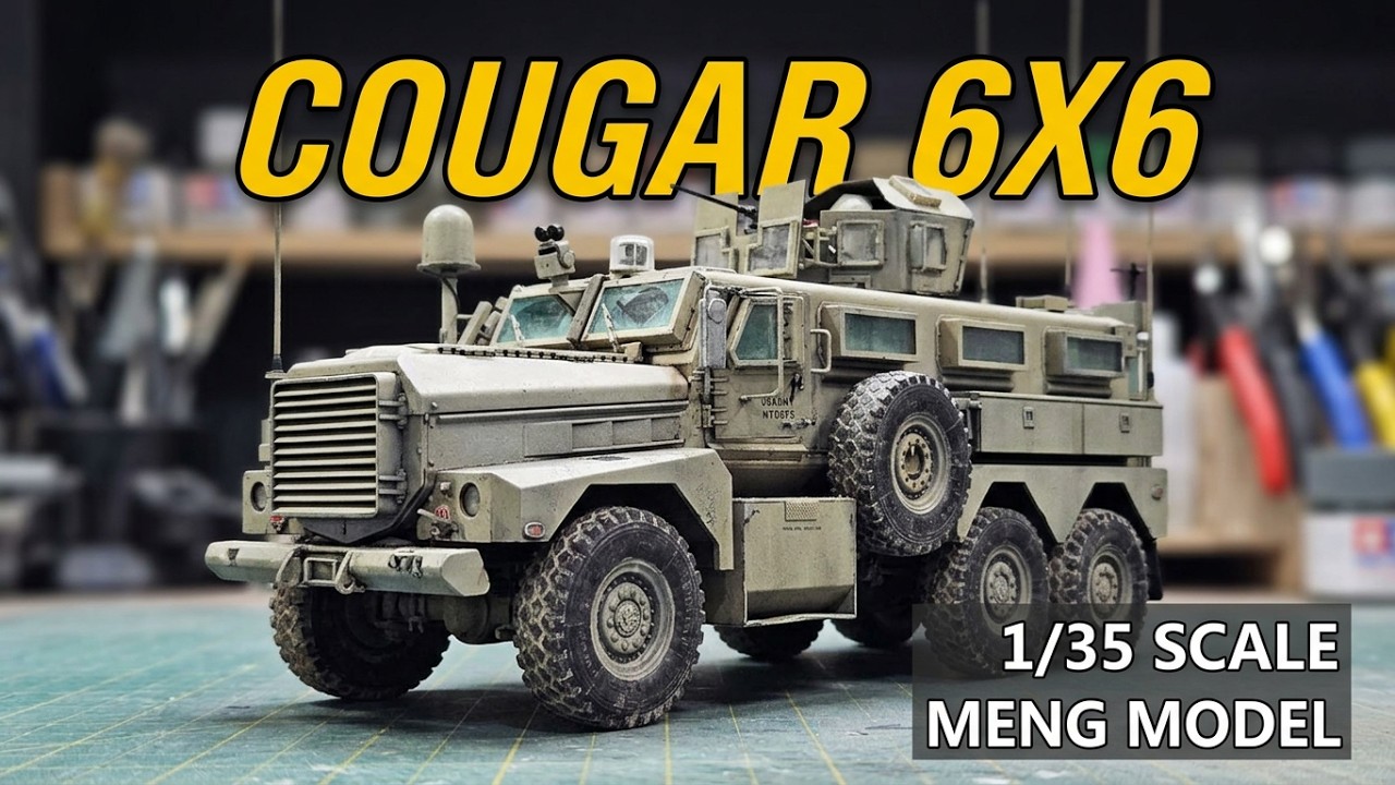 1/35 U.S. MRAP COUGAR 6X6 [Full Build Video] MENG Model.
