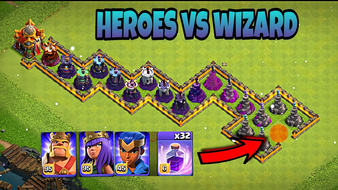 coc heroes vs wizard tower #coc #clashofclans #clashroyale #viral #coclive #cocneweventattack #live