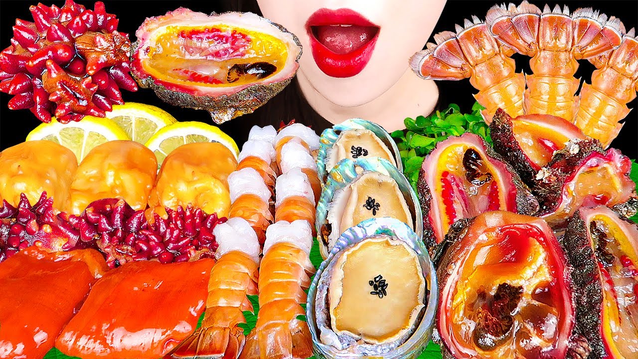 ASMR MUKBANG, Raw Seafood *Silk sea squirt, Red banded lobster, abalone 비단멍게, 돌멍게, 딱새우, 전복회 먹방