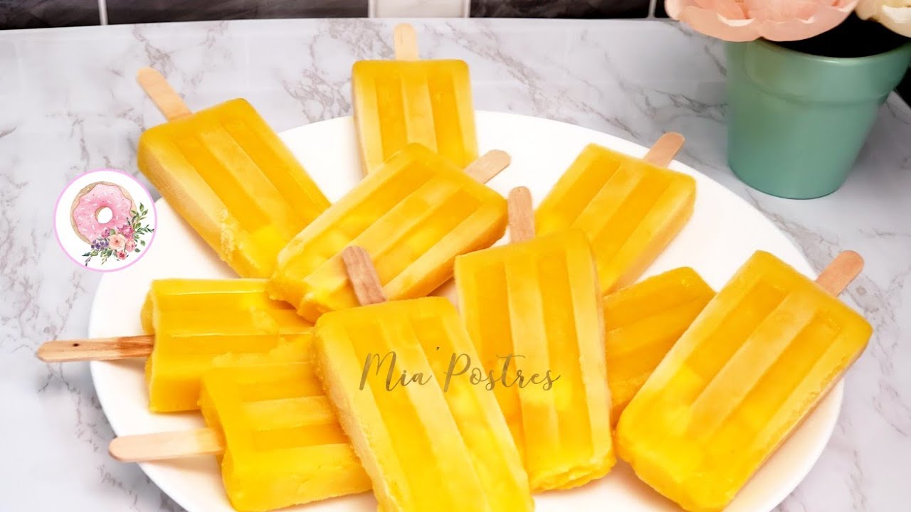 PALETAS DE MANGO 🥭 paletas heladas de mango😋