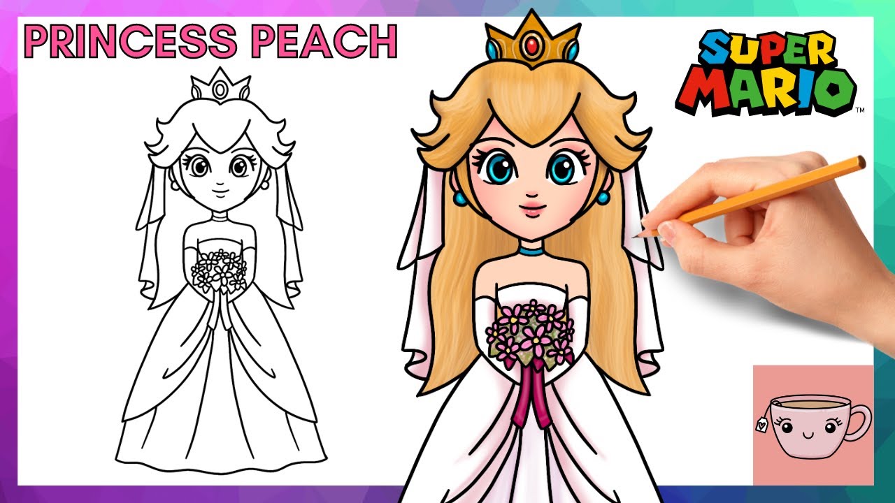 How To Draw Princess Peach in Wedding Dress | Super Mario Bros Movie | Drawing Tutorial