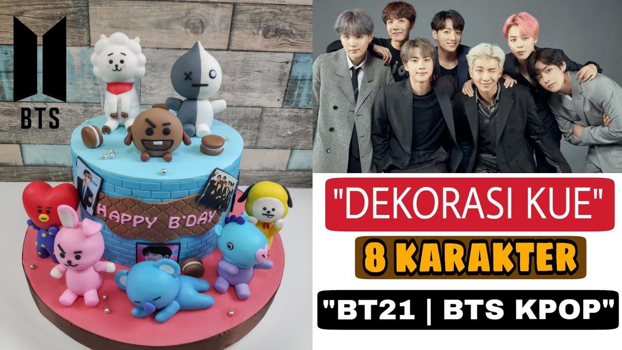 Dekorasi kue ulang tahun BT21 | BTS K-POP | cake decorating BTS