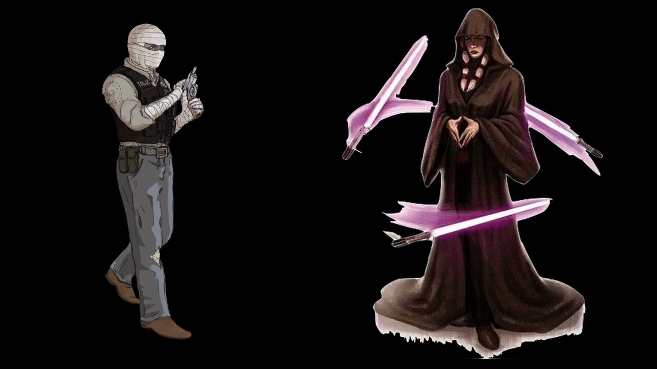 Joshua Graham and Kreia debate God's existence (AI)