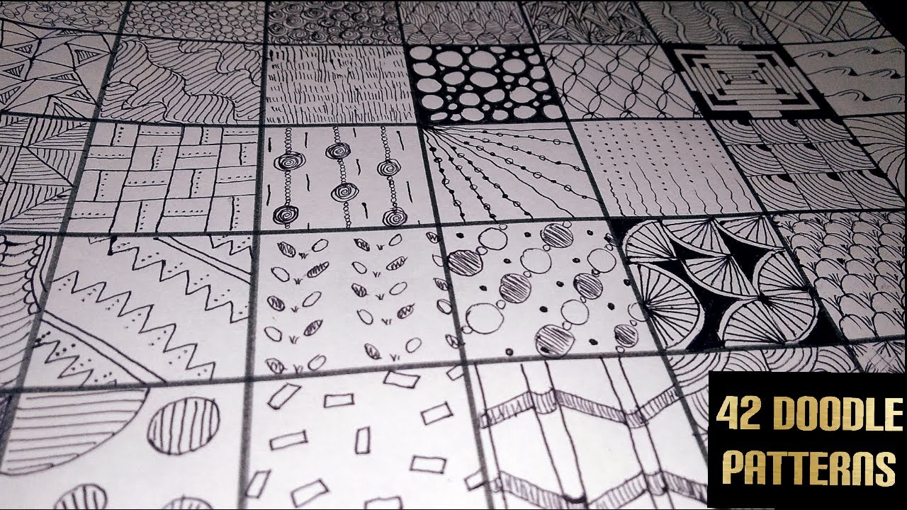 42 Doodle Patterns | Zentangle Patterns| Doodle Art|Zentangle Art|Beginners Guide to Start Zentangle