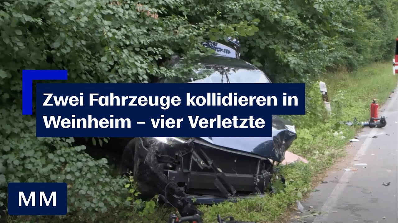 Schwerer Verkehrsunfall mit vier Verletzten in Weinheim