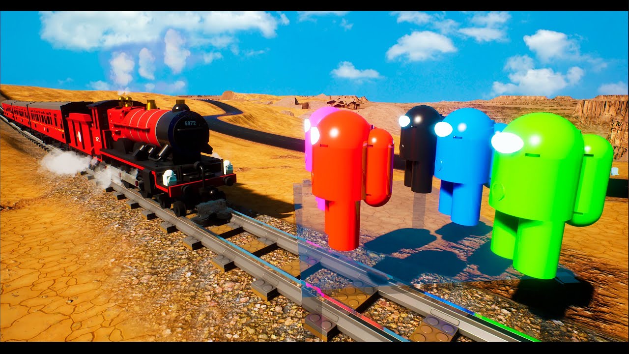 Lego Trains stop the Impostor Among Us! Brick Rigs Lego Train Falls Crashes! Lego Among Us