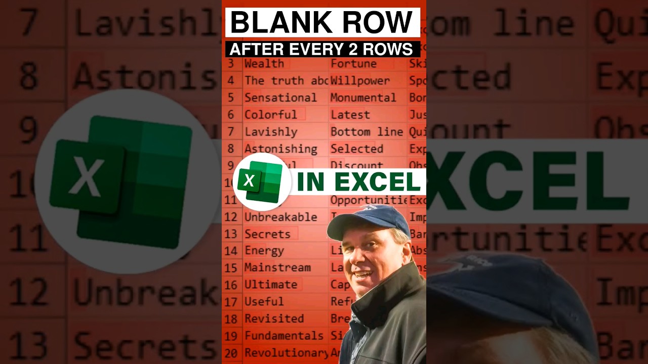 Excel Insert Blank Row After Every Two Data Rows #Shorts #excel #excelhacks  - Episode S0011