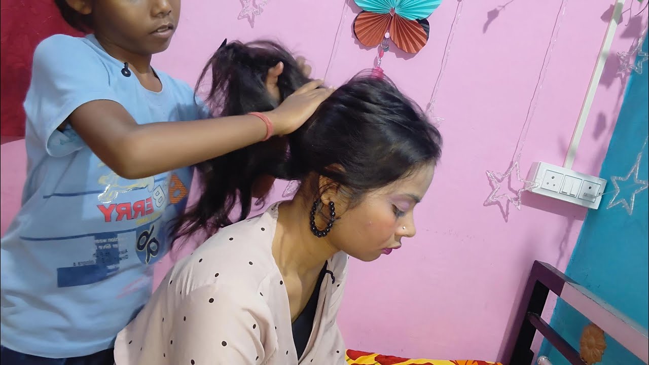 Asmr my student bharti is doing amazing hair style..