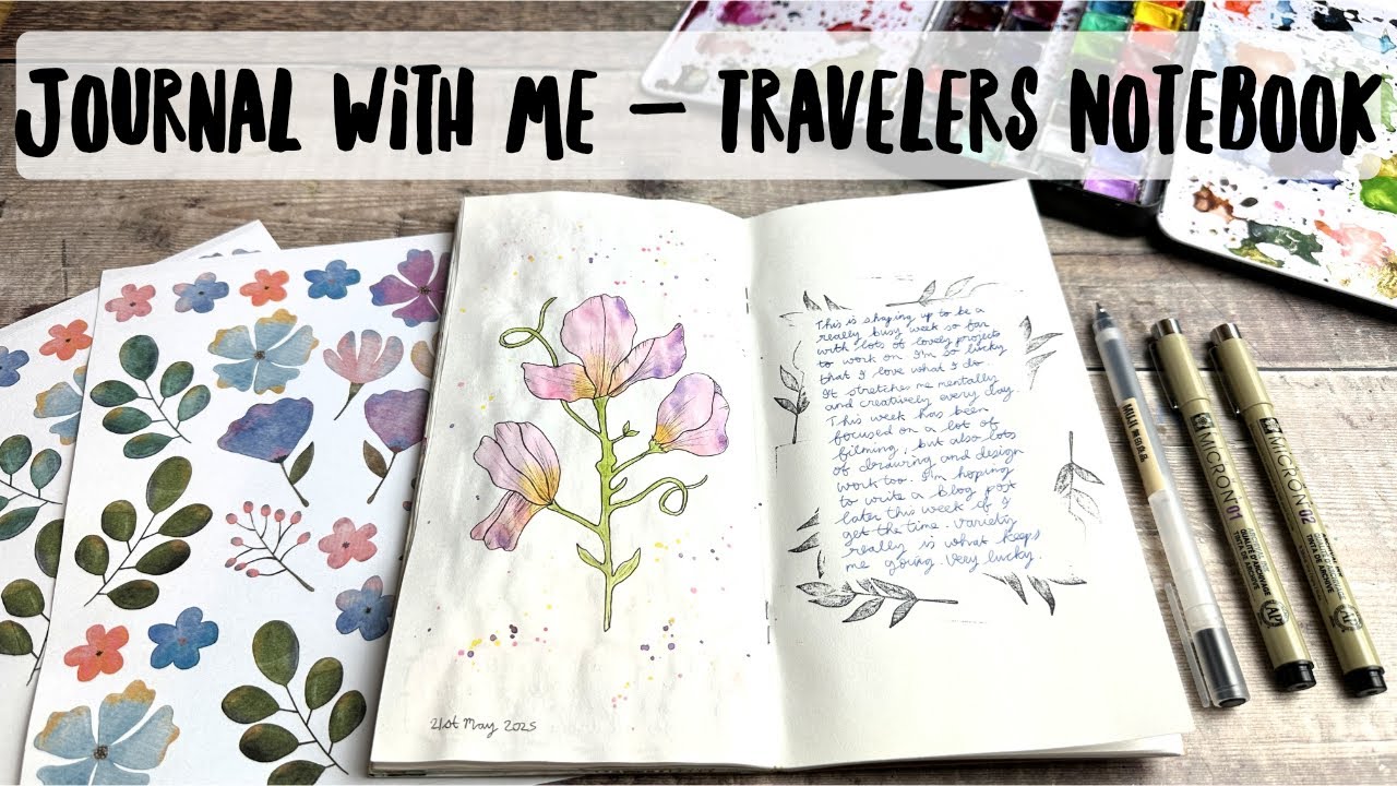 Journal With Me | Travelers Notebook (🌸 & Sweet Pea Tutorial + Free Stickers ✨)
