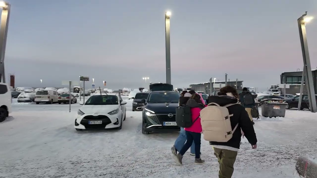 Rovaniemi Airport Snow Walk ❄️ 🇫🇮 Magical Lapland Winter Walking Tour 4K – Santa’s City