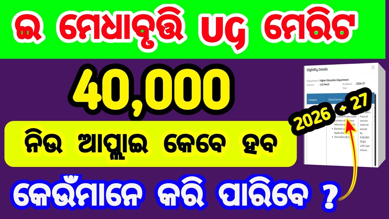 e medha bruti 2026 27 | ug merit scholarship 2026 27 | 40000 rupees