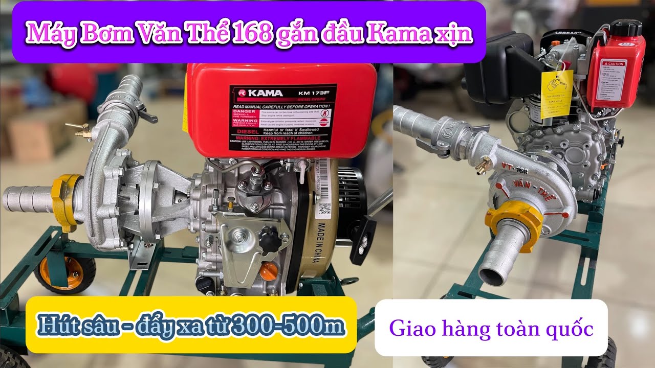 Máy bơm nước Văn thể 168 chạy động cơ Kama 173 | Điện máy Tuấn Thuỳ
