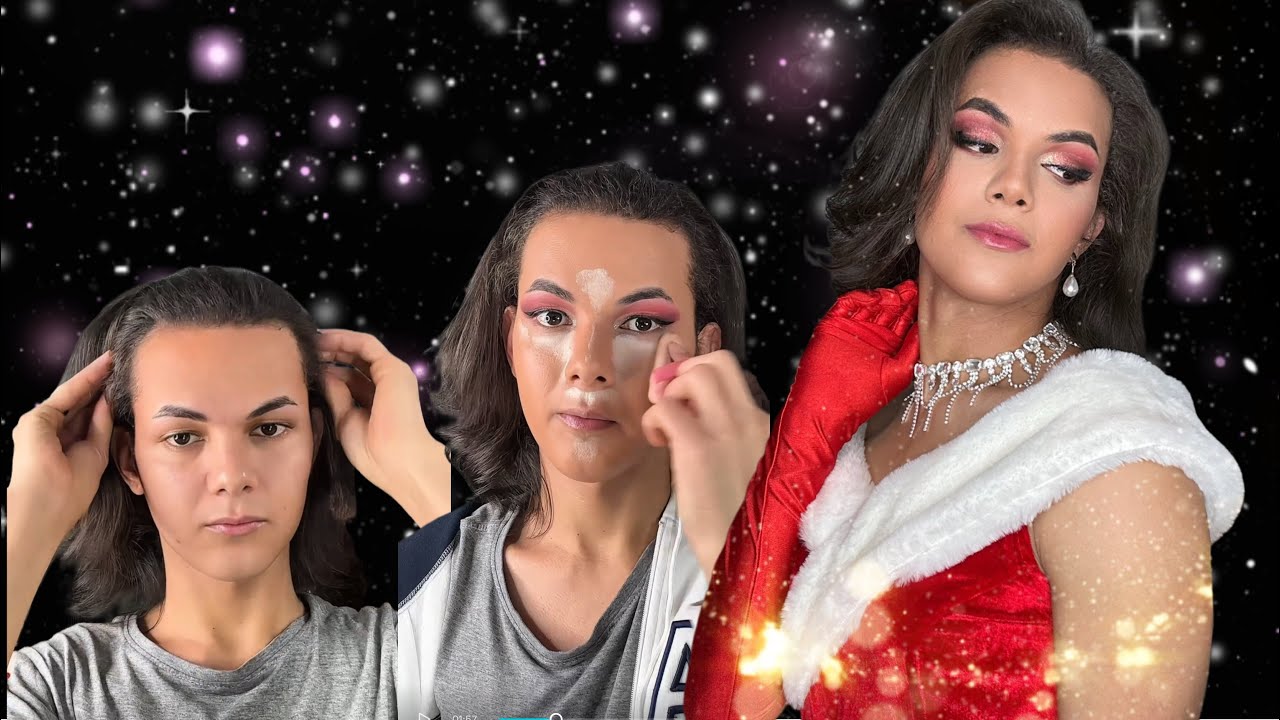 FULL TRANSFORMATION With my natural hair🤩Transformação com maquiagem💄 #makeup💄😍 CROSSDRESSING ❤️