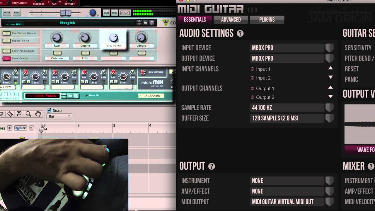 Jam Origin MIDI Guitar + Livid Instruments Guitar Wing