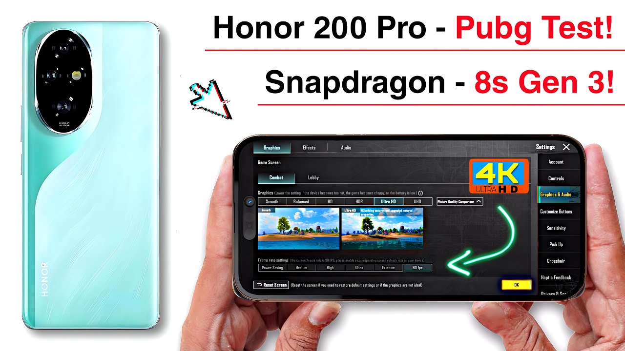 Honor 200 Pro Pubg Test - Graphics Test.! Snapdragon 8s Gen 3.!🔥