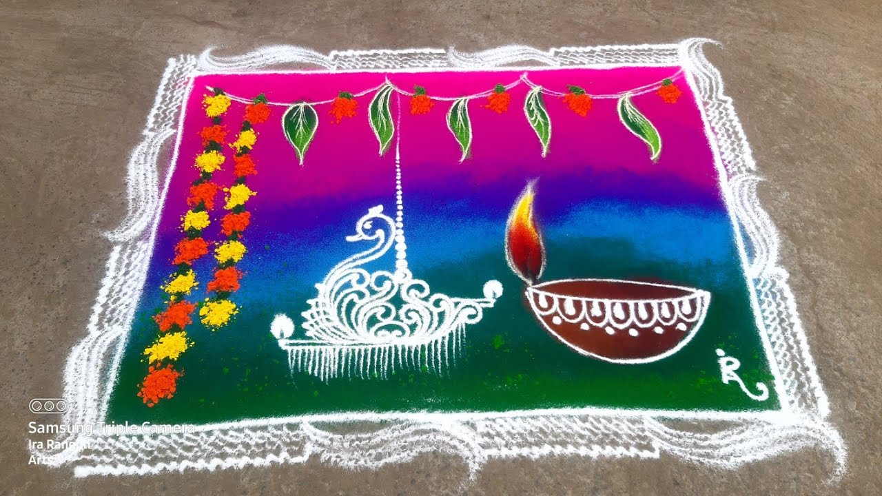 Full Rangoli | Diwali Rangoli | Diwali 2021 Rangoli | creative Rangoli for diwali | Diya Rangoli
