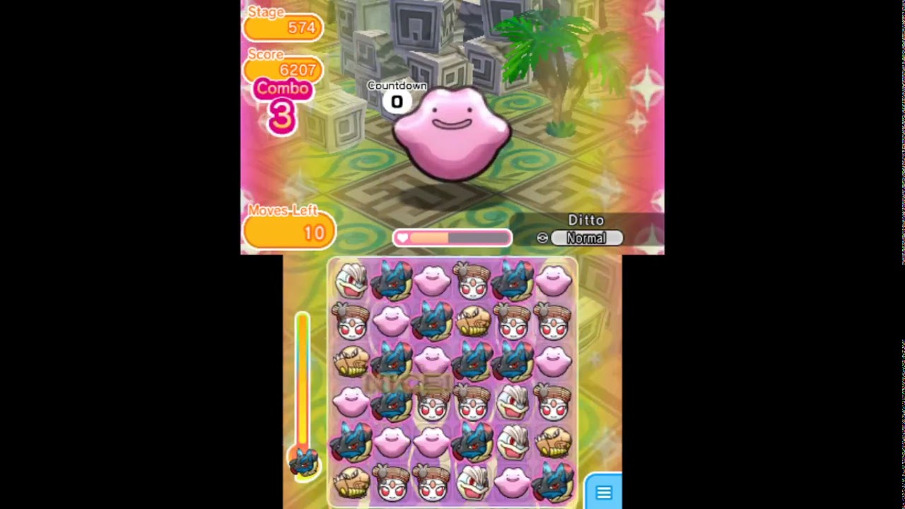 Pokemon Shuffle 3DS - Stage 574 Ditto S Rank ITEMLESS