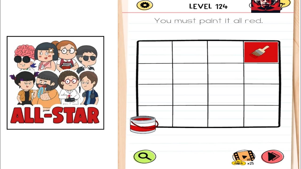 Brain test all star level 174 Walkthrough solution || you must paint it all red