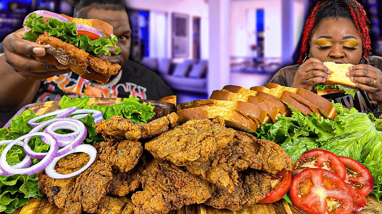 EXTRA CRISPY FRIED PORK CHOP SANDWICHES!!! | HASHTAG THE CANNONS | MUKBANG EATING SHOW