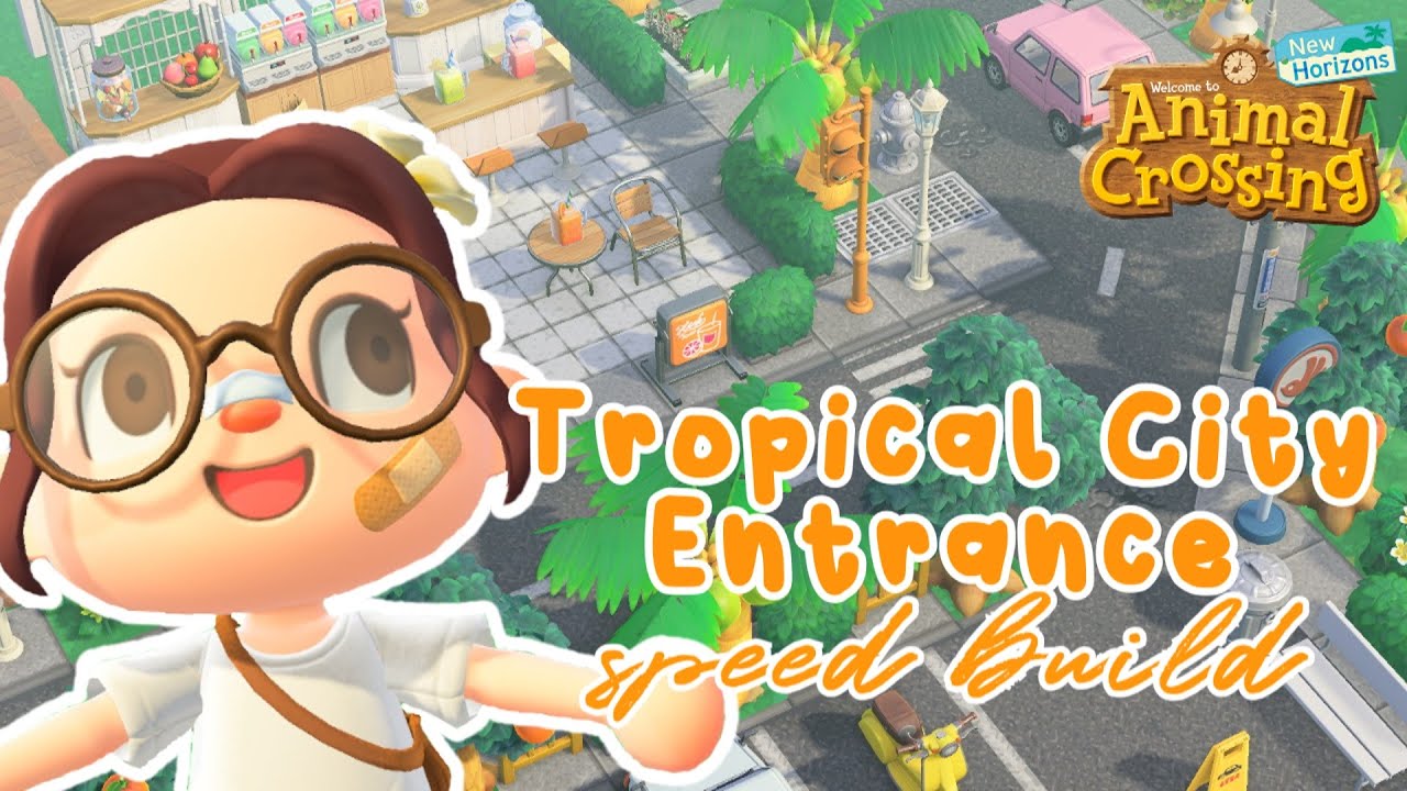 TROPICAL CITY Entrance Speed Build | Animal Crossing New Horizons