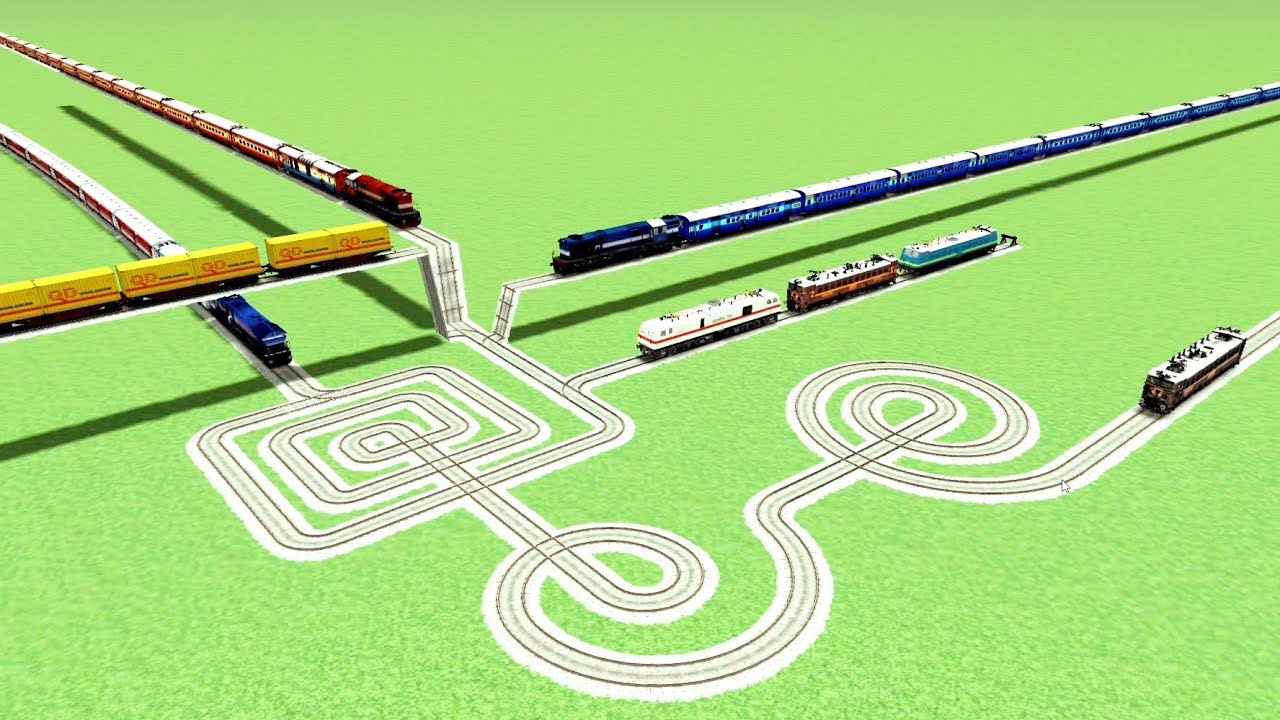 CIRCLE💖 RISKY TRACK CROSSIN TRAINS SNAKE CURVE ZIG ZAG💞 TRACKS RAILWORK BEANG 🐍 SIMULATOR 