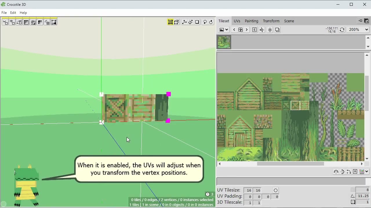 Crocotile 3D 🐊 Auto-Flatten UVs as Vertices are Transformed