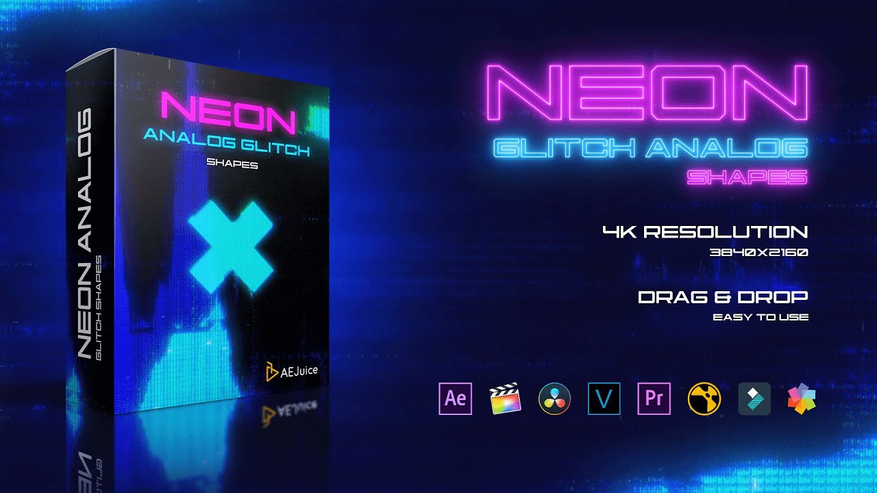 AEJuice Neon Analog Glitch Shapes