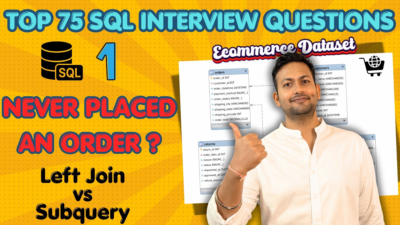 SQL Top 75 Interview Coding Question | Registered Customers vs Customers With At Least One Order
