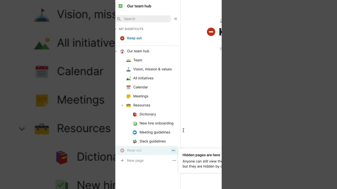 How to make a shortcut to your hidden pages #coda #productivity