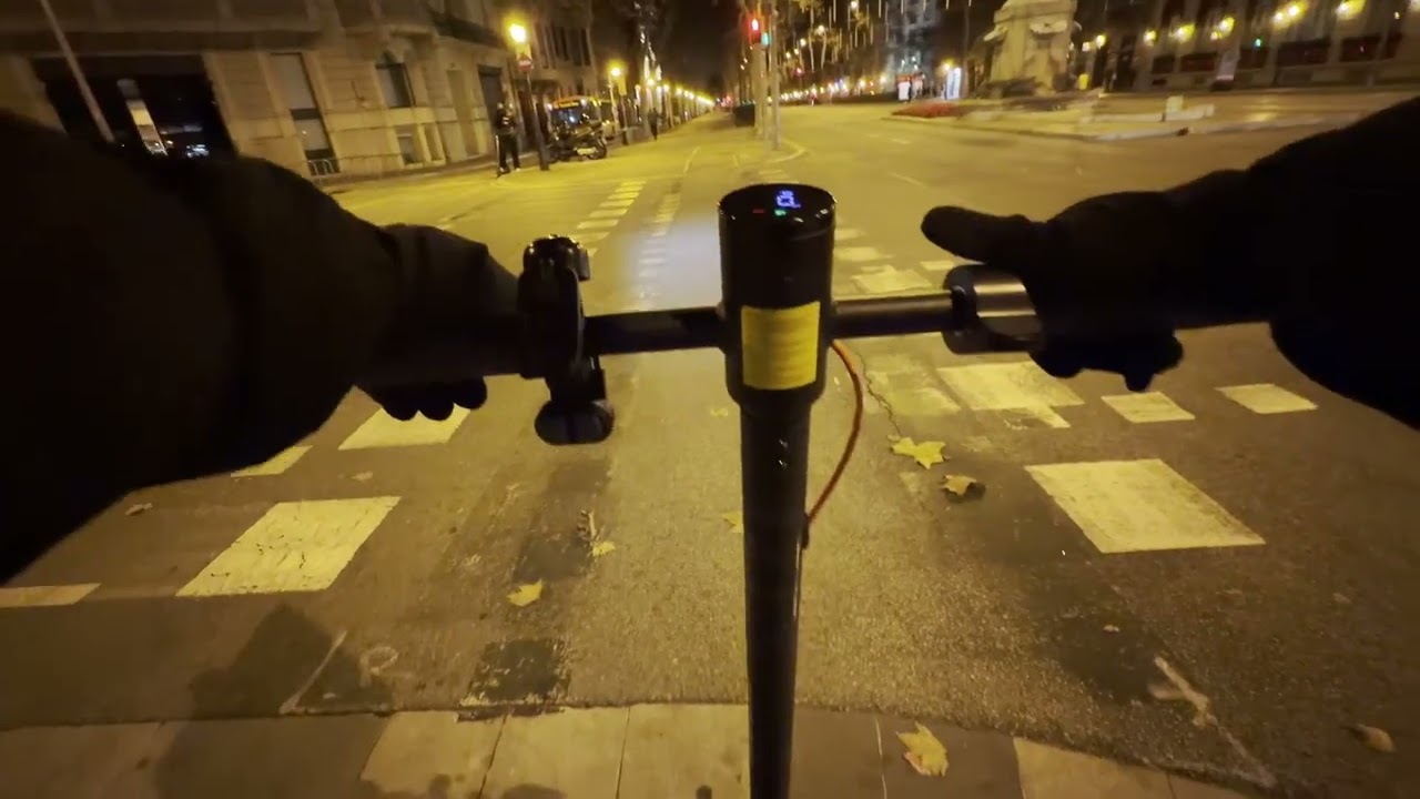 POV Electric Scooter Night Ride in Barcelona