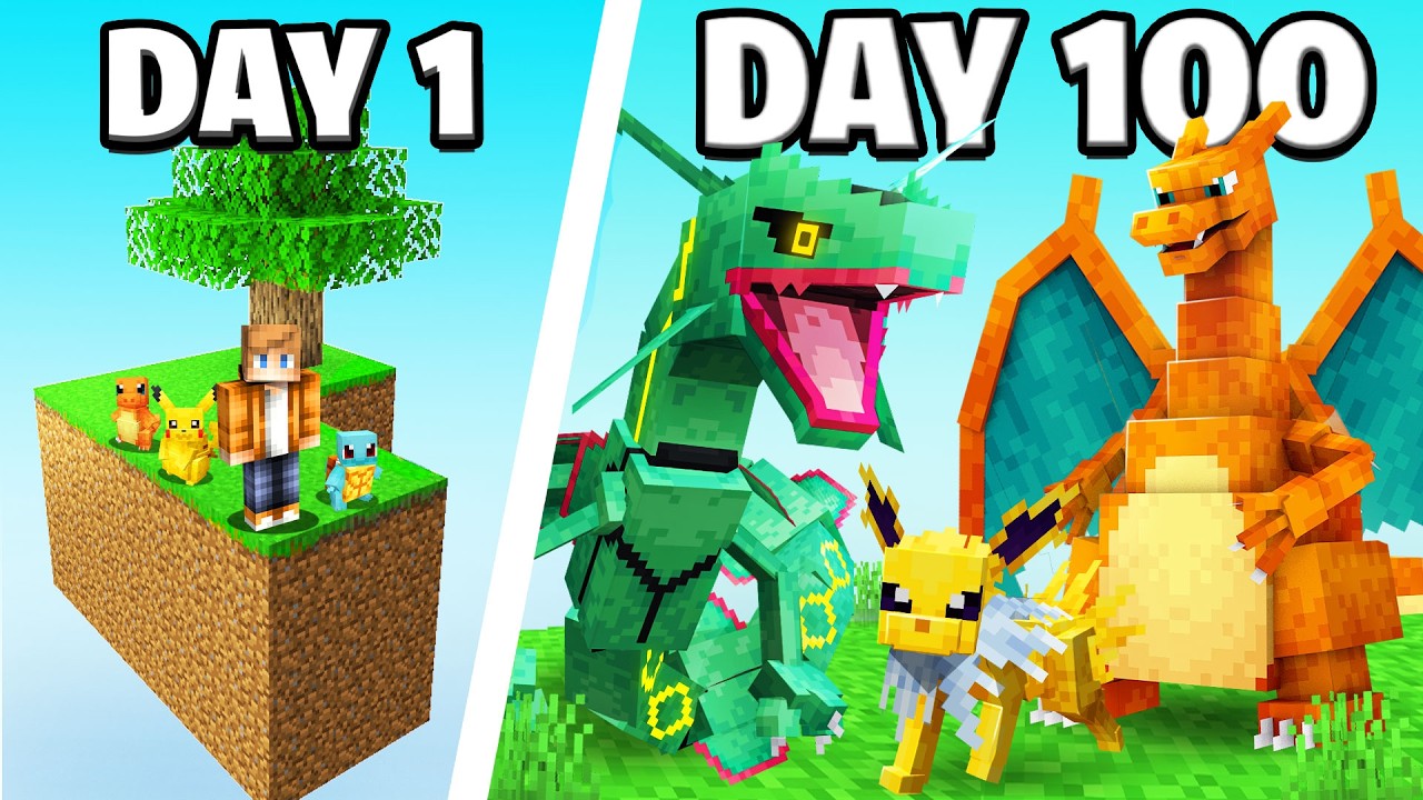 I Spent 100 Days in COBBLEMON SKYBLOCK Pokémon Minecraft Vs my Rival! (Duos Cobblemon)
