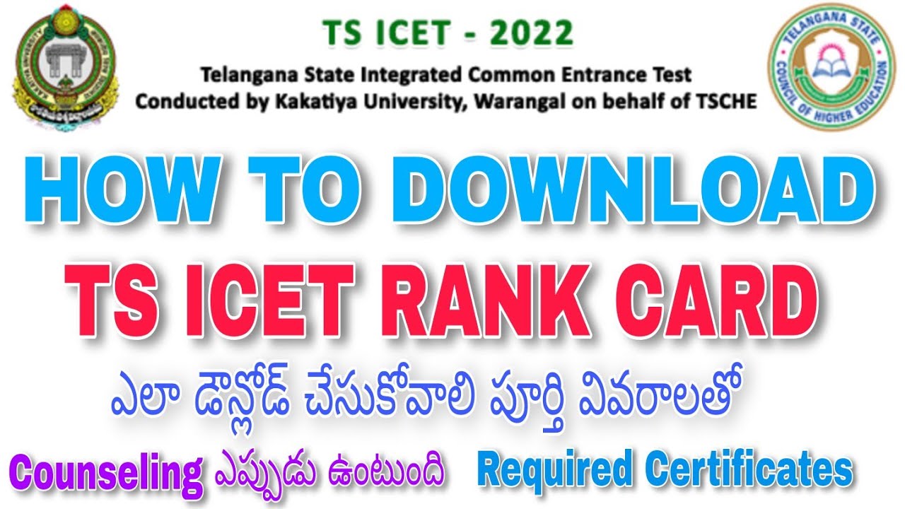 HOW TO DOWNLOAD TS ICET 2022 RANK CARD CERTIFICATE VERIFICATION COUNSELING REQUIRED DOCUMENTS