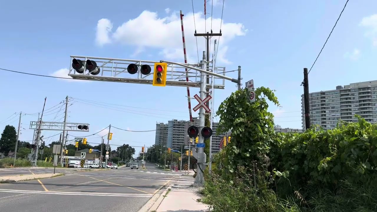 A Bunch Of Traffic Signals At Midland Ave & Danforth Rd And GO Train 677