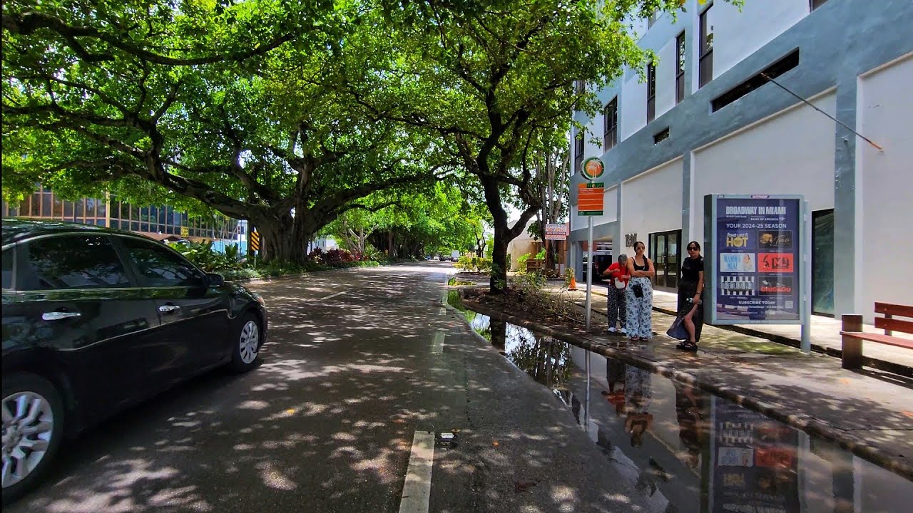 4K Coral Way Road From Brickell - Coral Gables , Summer City Cycling Tour , Miami FL  , July 2024
