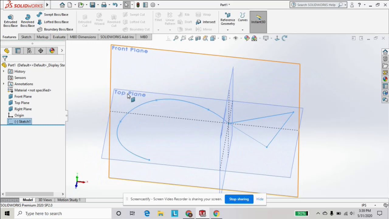Solidworks Tutorial | Planes and Origin, Starting a Solidworks Sketch