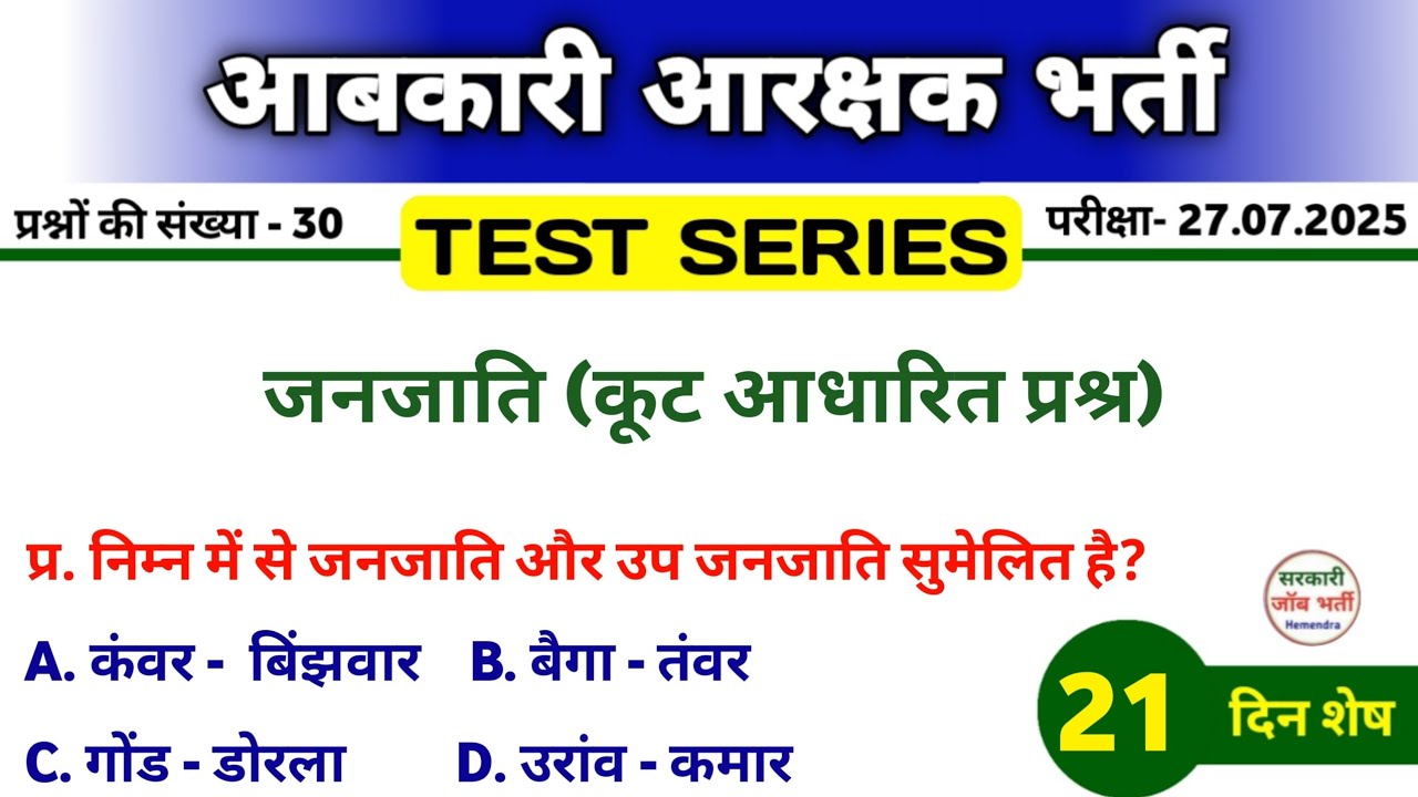 आबकारी आरक्षक 2025 | Cg Abakari Arakshak | Cg Janjati Kut | कूट आधारित जनजाति प्रश्न #cgvyapam