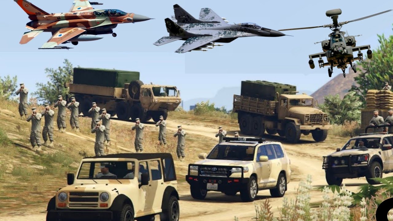Israeli F-35 Fighter Jets Attack on Irani Army Convoy And Airport of Tehran  -GTA V Simulation