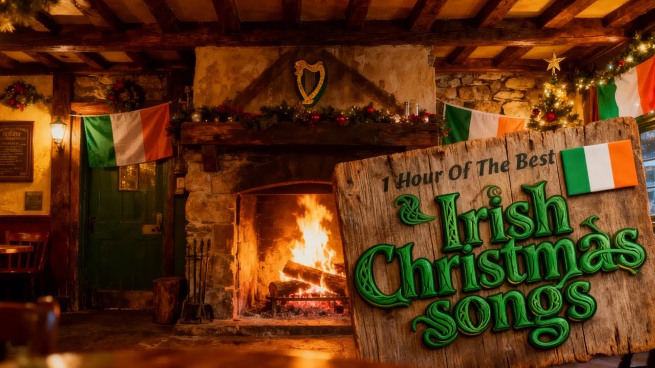 🎄 1 Hour of Irish Christmas Songs – Cozy Pub Fireplace & Festive Craic