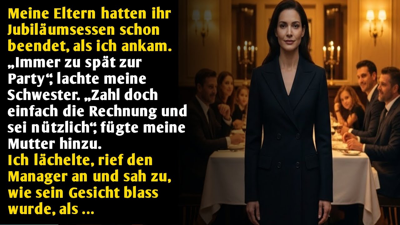 Meine Eltern genossen ihr luxuriöses Abendessen... und erwarteten, dass ich sie bezahle...