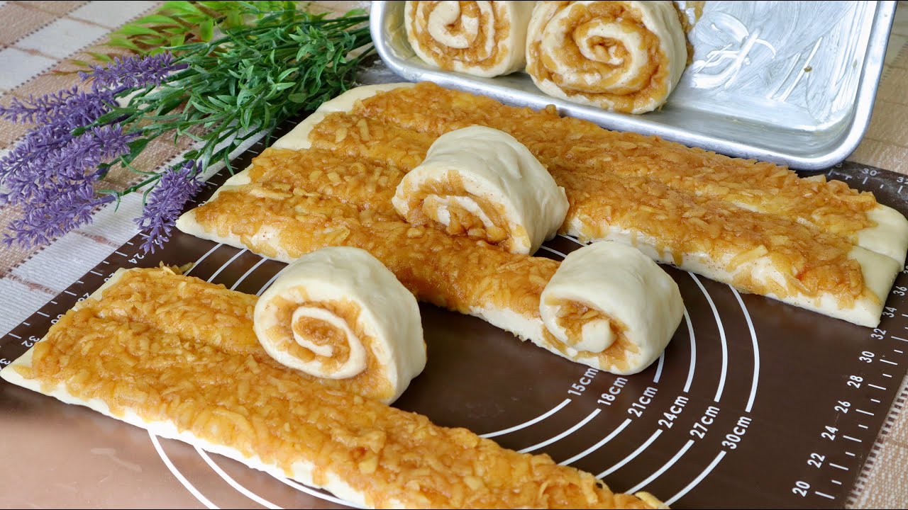 【cc】用麵粉和蘋果做出好吃的麵包卷 每個人都可以做的食譜 簡單又快速【阿栗食譜75】