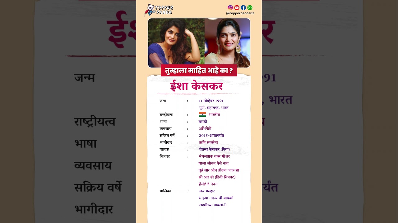 ईशा केसकर बायोग्राफी / isha keskar biography in Marathi 