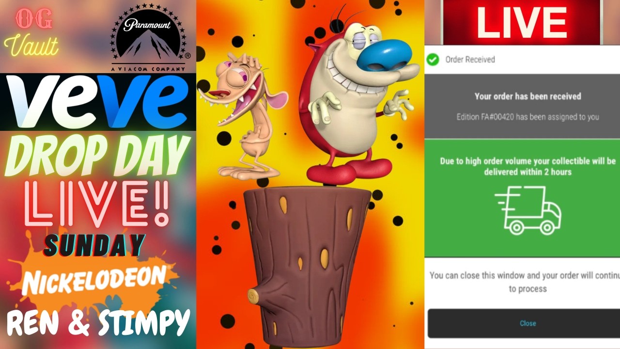 VeVe Drop Day LIVE! Ren & Stimpy FA Nickelodeon Blind Box Digital Collectibles NFT Drop! GOOD LUCK!!
