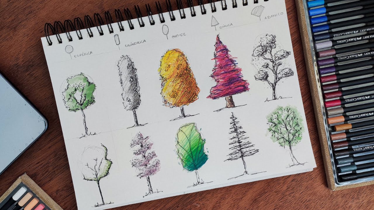 Como Dibujar Árboles para Croquis en 3 pasos!!! super FÁCIL | Arquitectura